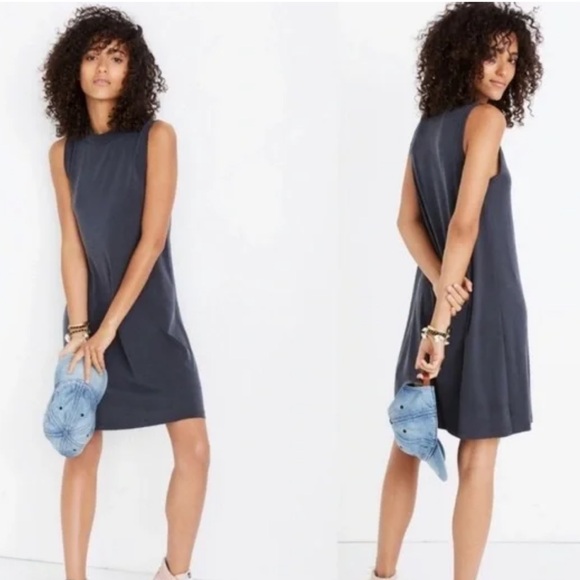 Madewell Sandwashed Gray Mock Neck Tank Dress Size Large - Picture 1 of 5